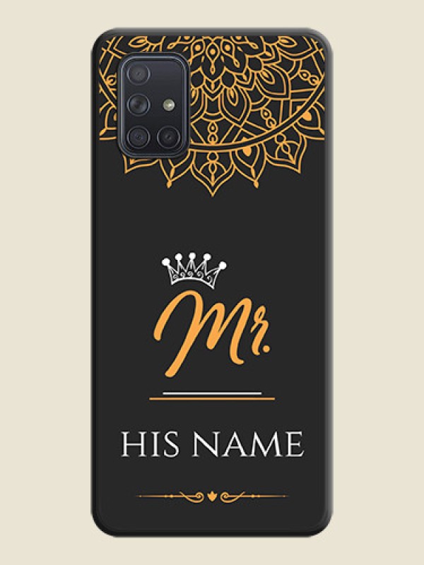 Custom Mr Name with Floral Design  on Personalised Space Black Soft Matte Cases - Galaxy A71 - alternate view