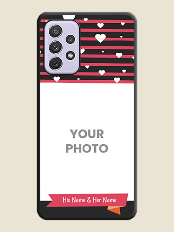 Custom White Color Love Symbols with Pink Lines Pattern on Space Black Custom Soft Matte Phone Cases - Galaxy A72 - alternate view
