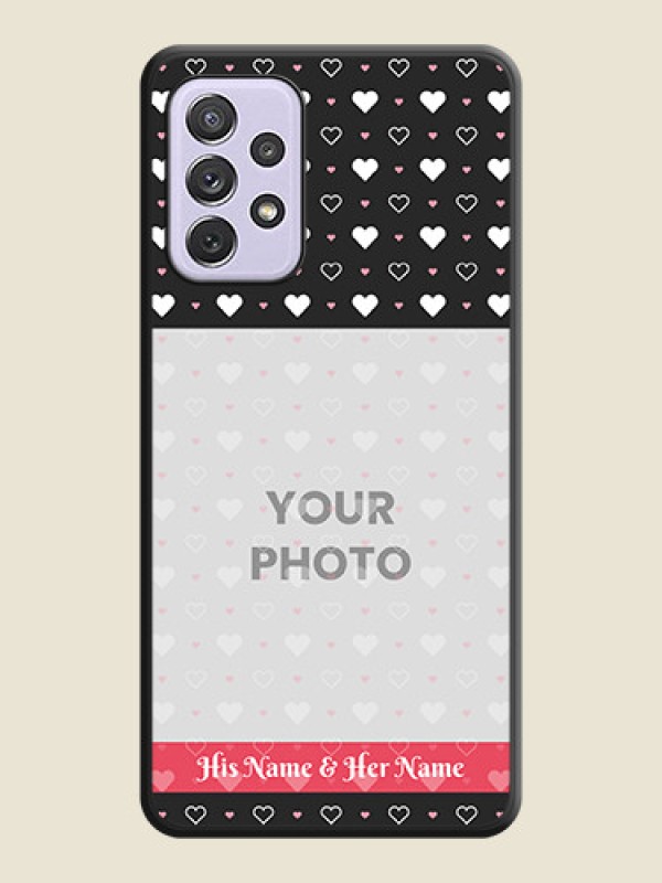 Custom White Color Love Symbols with Text Design on Photo on Space Black Soft Matte Phone Cover - Galaxy A72 - alternate view
