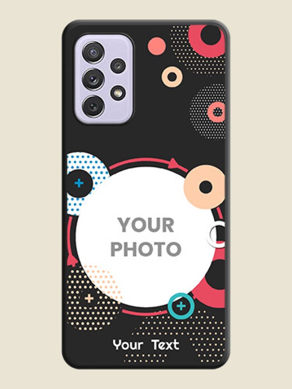 Custom Multicoloured Round Image on Personalised Space Black Soft Matte Cases - Galaxy A72 - alternate view