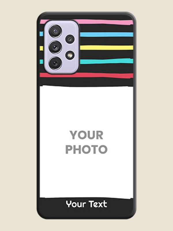 Custom Multicolor Lines with Image on Space Black Personalized Soft Matte Phone Covers - Galaxy A72 - alternate view