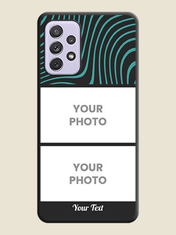 Custom Wave Pattern with 2 Image Holder on Space Black Personalized Soft Matte Phone Covers - Galaxy A72 - alternate view
