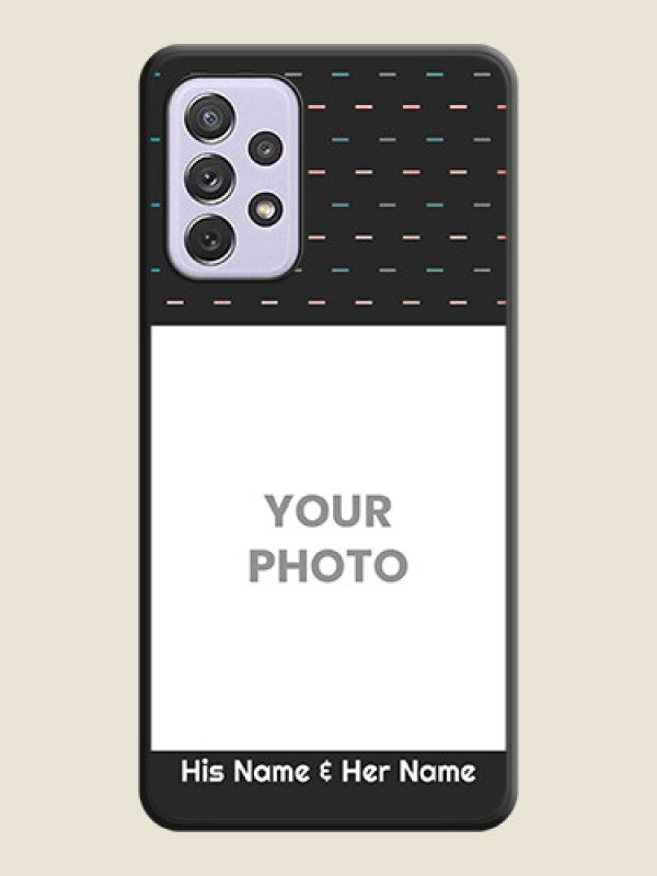 Custom Line Pattern Design with Text on Space Black Custom Soft Matte Phone Back Cover - Galaxy A72 - alternate view