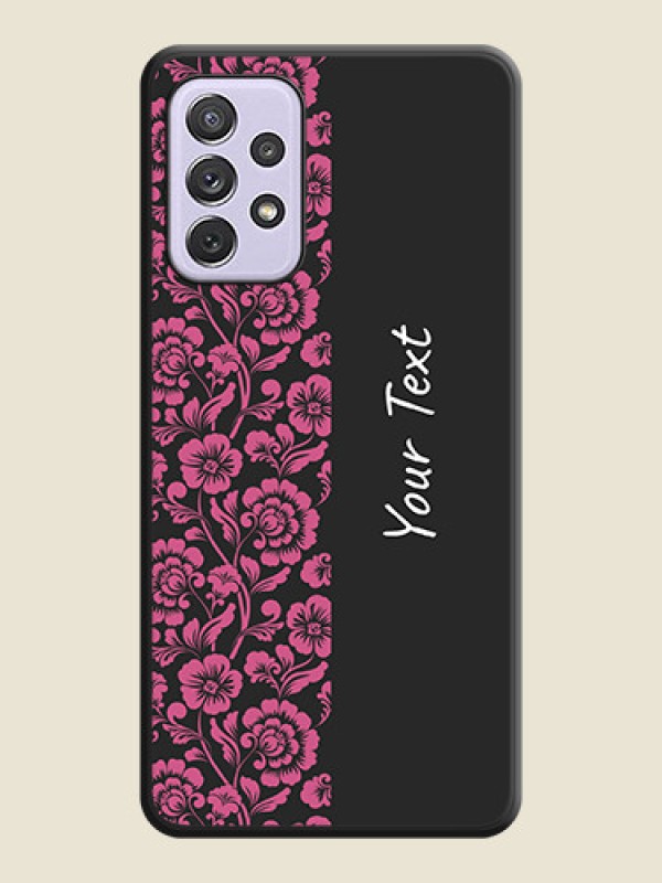 Custom Pink Floral Pattern Design With Custom Text On Space Black Personalized Soft Matte Phone Covers -Samsung Galaxy A72 - alternate view