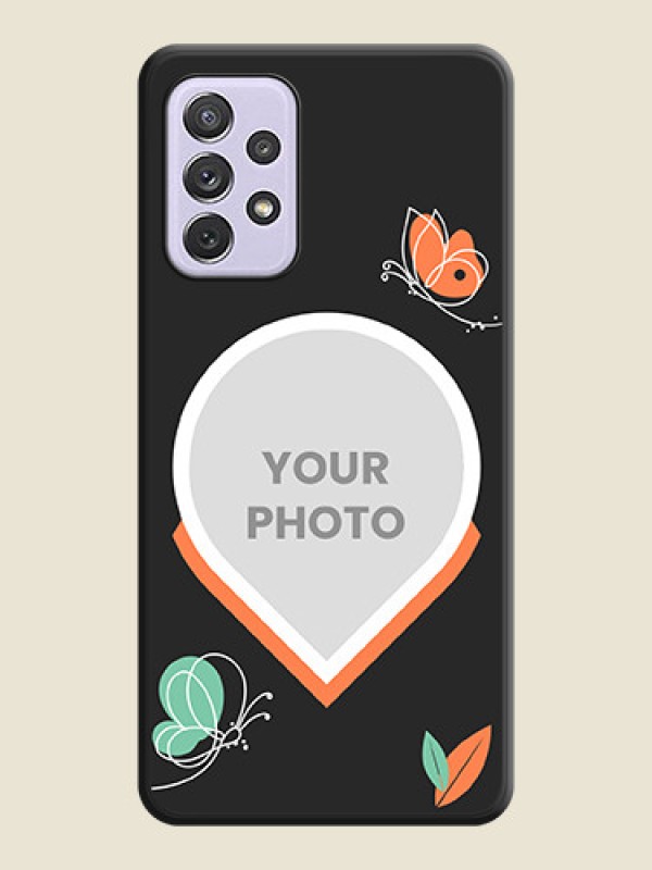 Custom Upload Pic With Simple Butterly Design On Space Black Personalized Soft Matte Phone Covers -Samsung Galaxy A72 - alternate view