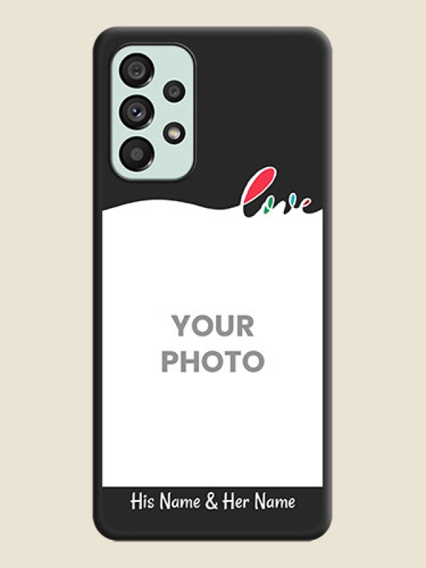 Custom Fall in Love Pattern with Picture on Photo on Space Black Soft Matte Mobile Case - Galaxy A73 5G - alternate view