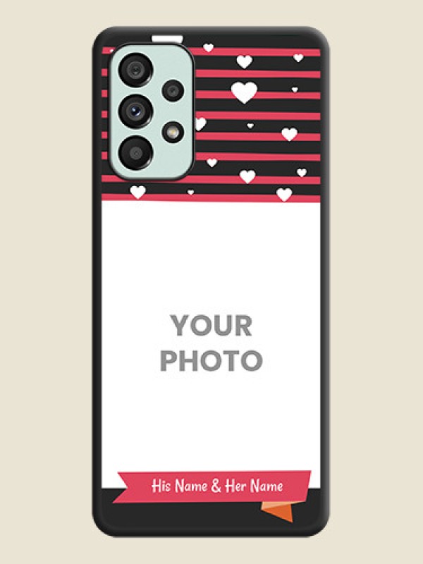Custom White Color Love Symbols with Pink Lines Pattern on Space Black Custom Soft Matte Phone Cases - Galaxy A73 5G - alternate view