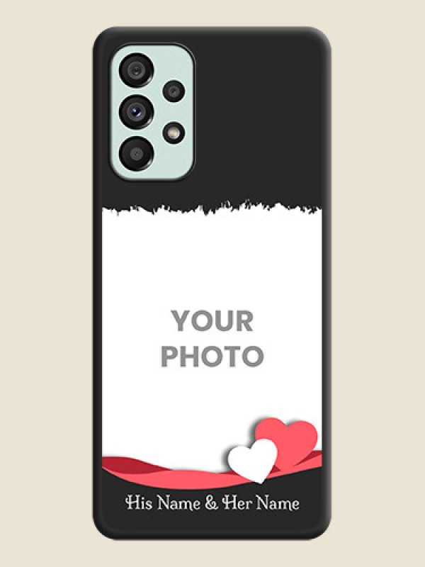 Custom Pin Color Love Shaped Ribbon Design with Text on Space Black Custom Soft Matte Phone Back Cover - Galaxy A73 5G - alternate view