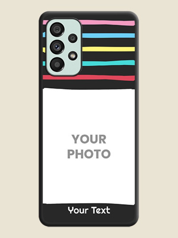 Custom Multicolor Lines with Image on Space Black Personalized Soft Matte Phone Covers - Galaxy A73 5G - alternate view
