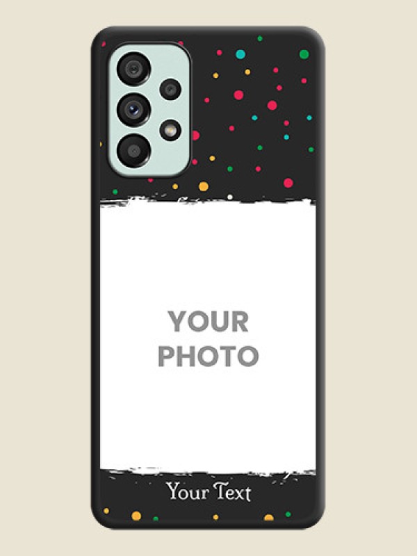 Custom Multicolor Dotted Pattern with Text on Space Black Custom Soft Matte Phone Back Cover - Galaxy A73 5G - alternate view