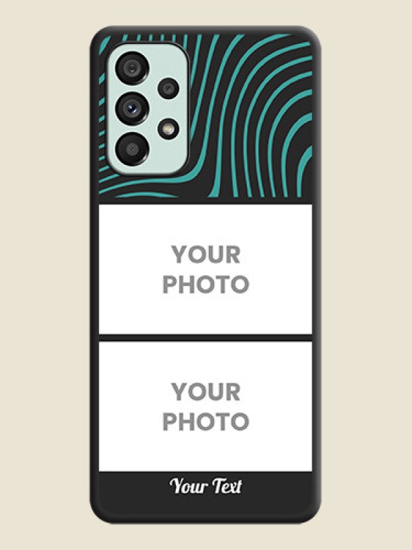 Custom Wave Pattern with 2 Image Holder on Space Black Personalized Soft Matte Phone Covers - Galaxy A73 5G - alternate view