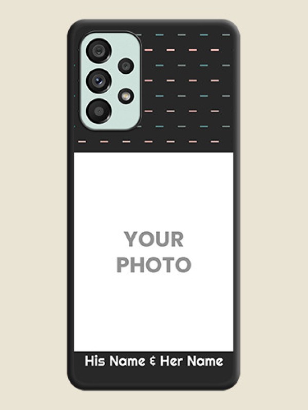 Custom Line Pattern Design with Text on Space Black Custom Soft Matte Phone Back Cover - Galaxy A73 5G - alternate view