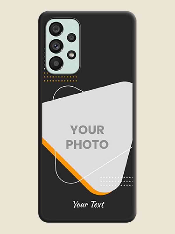 Custom Yellow Triangle on Photo on Space Black Soft Matte Phone Cover - Galaxy A73 5G - alternate view