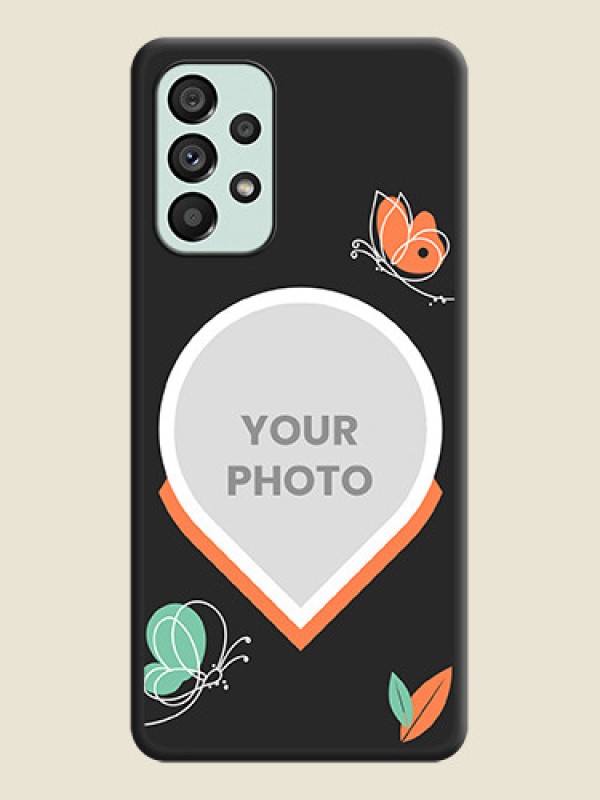 Custom Upload Pic With Simple Butterly Design On Space Black Personalized Soft Matte Phone Covers -Samsung Galaxy A73 5G - alternate view