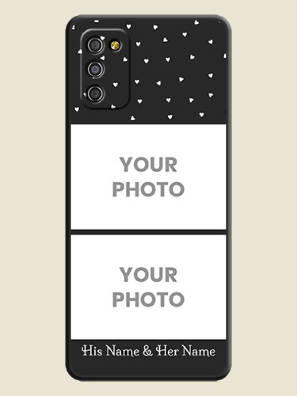 Custom Miniature Love Symbols with Name on Space Black Custom Soft Matte Back Cover - Galaxy F02s - alternate view