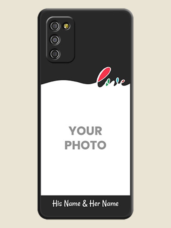 Custom Fall in Love Pattern with Picture on Photo on Space Black Soft Matte Mobile Case - Galaxy F02s - alternate view