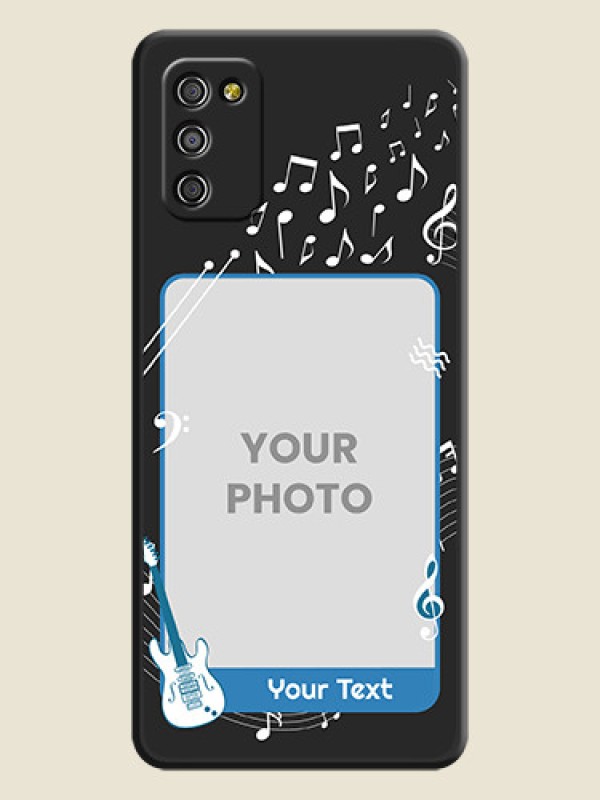 Custom Musical Theme Design with Text on Photo on Space Black Soft Matte Mobile Case - Galaxy F02s - alternate view