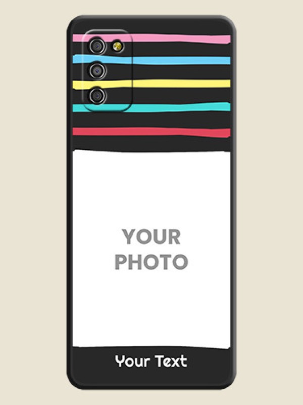 Custom Multicolor Lines with Image on Space Black Personalized Soft Matte Phone Covers - Galaxy F02s - alternate view