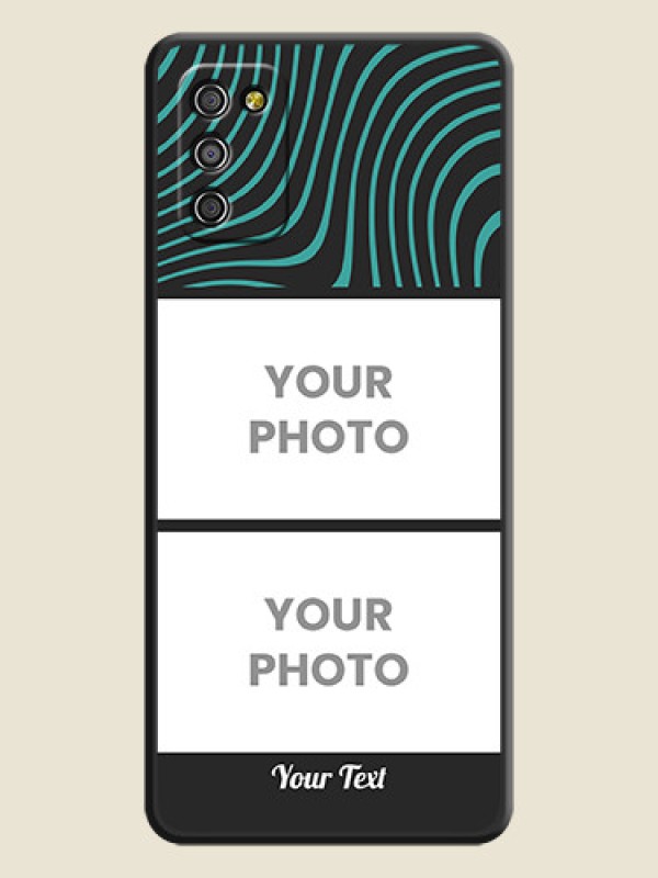 Custom Wave Pattern with 2 Image Holder on Space Black Personalized Soft Matte Phone Covers - Galaxy F02s - alternate view