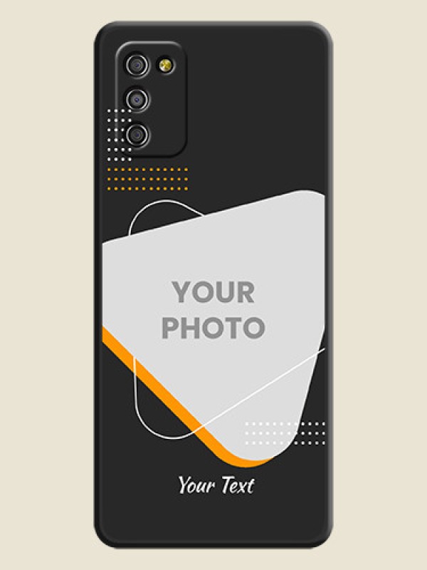 Custom Yellow Triangle on Photo on Space Black Soft Matte Phone Cover - Galaxy F02s - alternate view