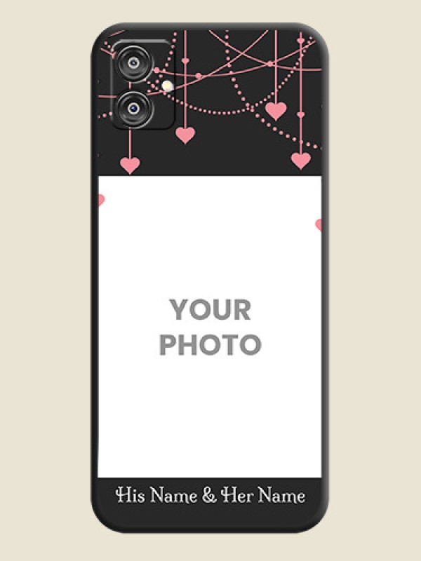 Custom Pink Love Hangings with Text on Space Black Custom Soft Matte Back Cover - Galaxy F04 - alternate view