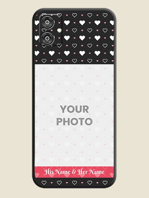 Custom White Color Love Symbols with Text Design - Photo on Space Black Soft Matte Phone Cover - Galaxy F04 - alternate view