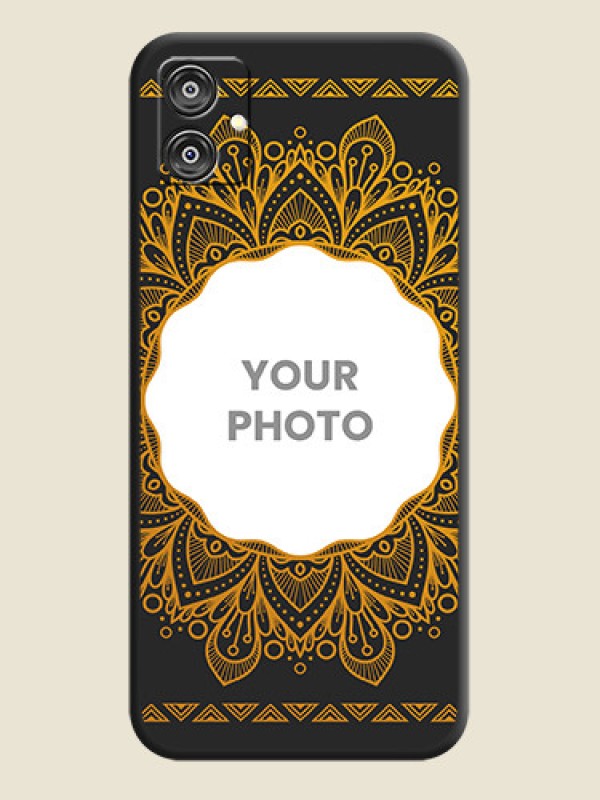 Custom Round Image with Floral Design - Photo on Space Black Soft Matte Mobile Cover - Galaxy F04 - alternate view