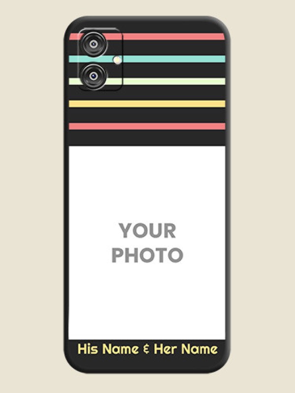 Custom Color Stripes with Photo and Text - Photo on Space Black Soft Matte Mobile Case - Galaxy F04 - alternate view