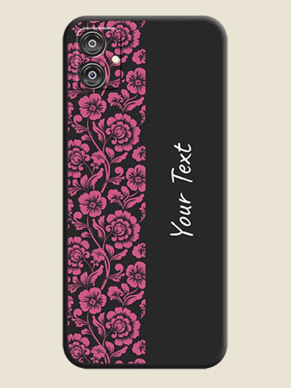 Custom Pink Floral Pattern Design With Custom Text On Space Black Personalized Soft Matte Phone Covers - Galaxy F04 - alternate view