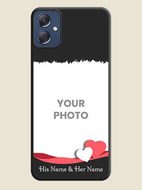 Custom Pin Color Love Shaped Ribbon Design with Text On Space Black Custom Soft Matte Mobile Back Cover - Galaxy F05 - alternate view