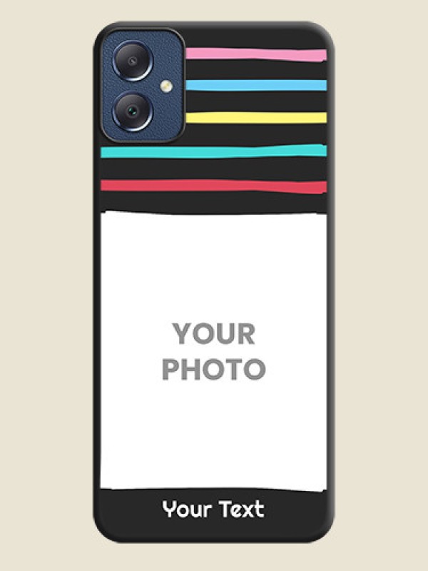 Custom Multicolor Lines with Image On Space Black Custom Soft Matte Mobile Back Cover - Galaxy F05 - alternate view