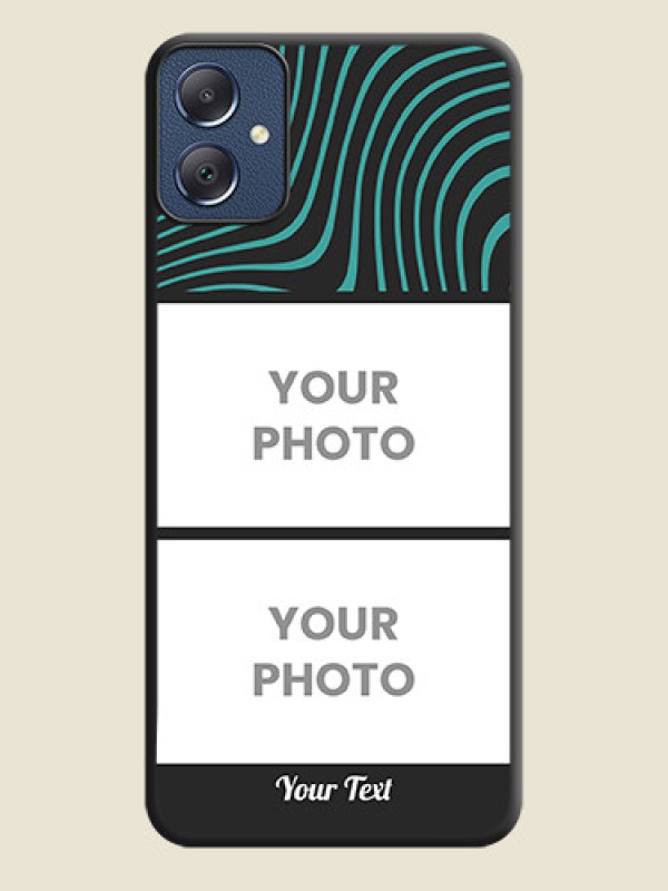 Custom Wave Pattern with 2 Image Holder On Space Black Custom Soft Matte Mobile Back Cover - Galaxy F05 - alternate view