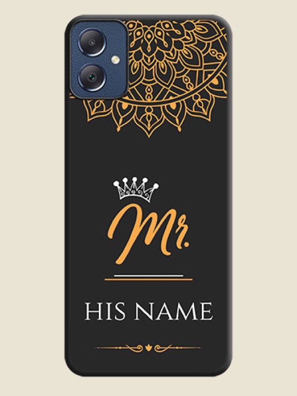 Custom Mr Name with Floral Design On Space Black Custom Soft Matte Mobile Back Cover - Galaxy F05 - alternate view