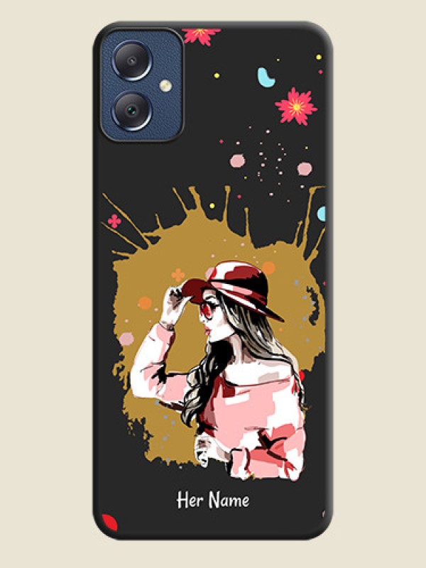 Custom Mordern Lady With Color Splash Background With Custom Text On Space Black Custom Soft Matte Mobile Back Cover - Galaxy F05 - alternate view