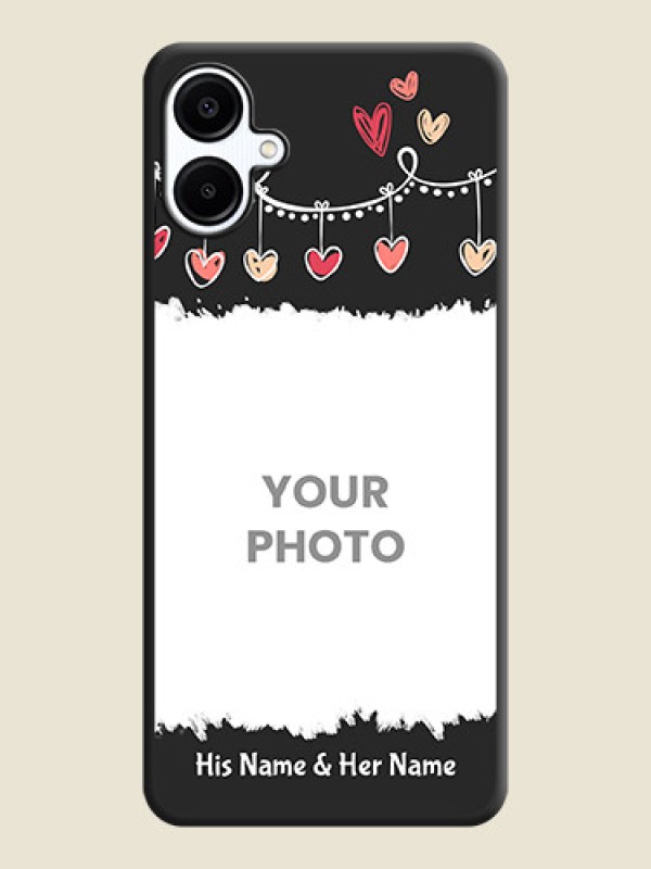 Custom Pink Love Hangings with Name On Space Black Custom Soft Matte Mobile Back Cover - Galaxy F06 - alternate view