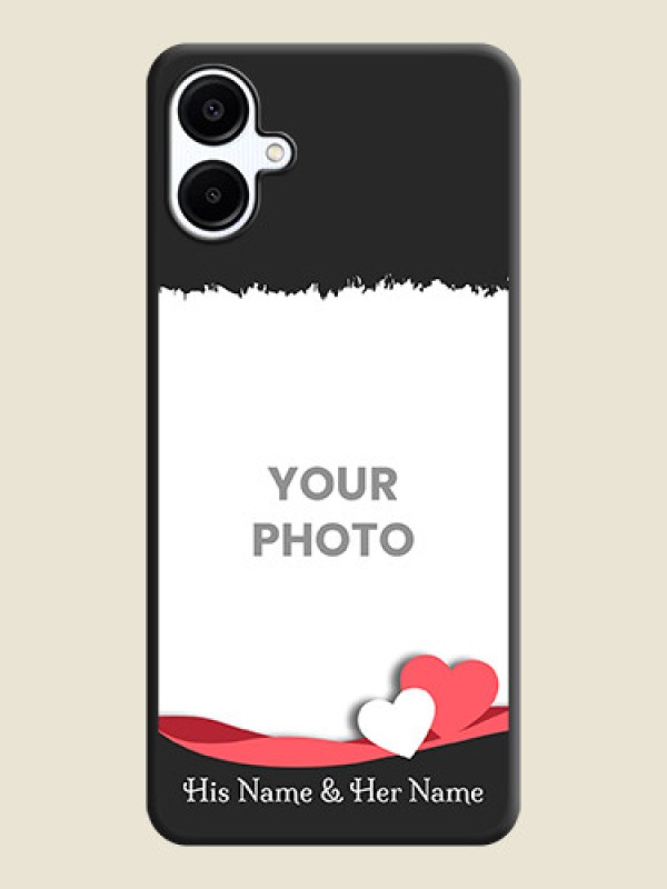 Custom Pin Color Love Shaped Ribbon Design with Text On Space Black Custom Soft Matte Mobile Back Cover - Galaxy F06 - alternate view