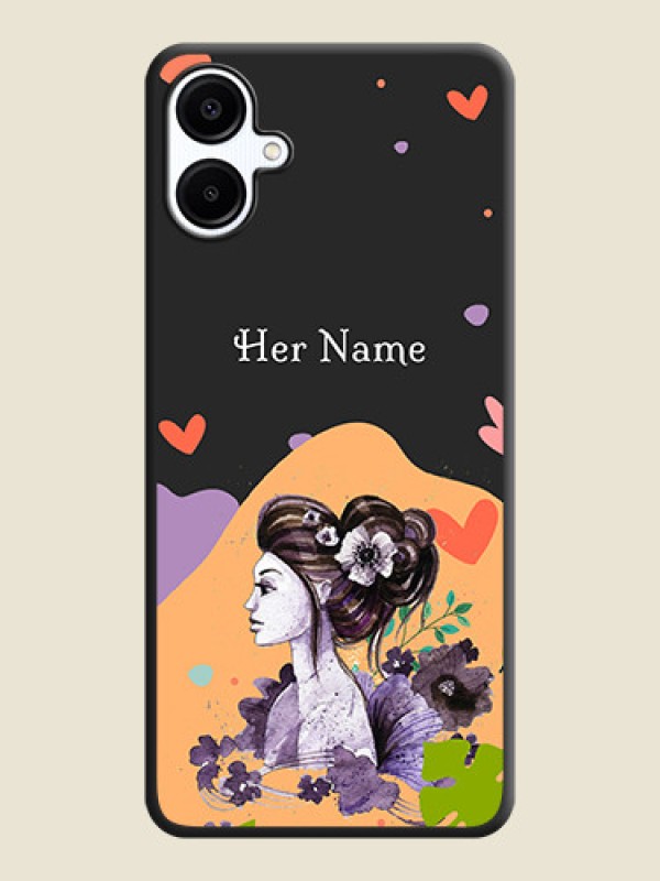 Custom Namecase For Her With Fancy Lady Image On Space Black Custom Soft Matte Mobile Back Cover - Galaxy F06 - alternate view