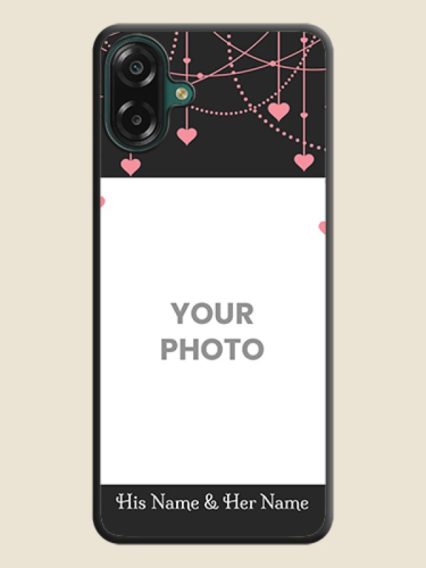 Custom Pink Love Hangings with Text On Space Black Custom Soft Matte Mobile Back Cover - Samsung Galaxy F07 - alternate view
