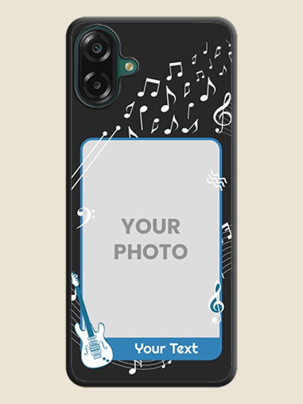 Custom Musical Theme Design with Text on Photo On Space Black Custom Soft Matte Mobile Back Cover - Samsung Galaxy F07 - alternate view
