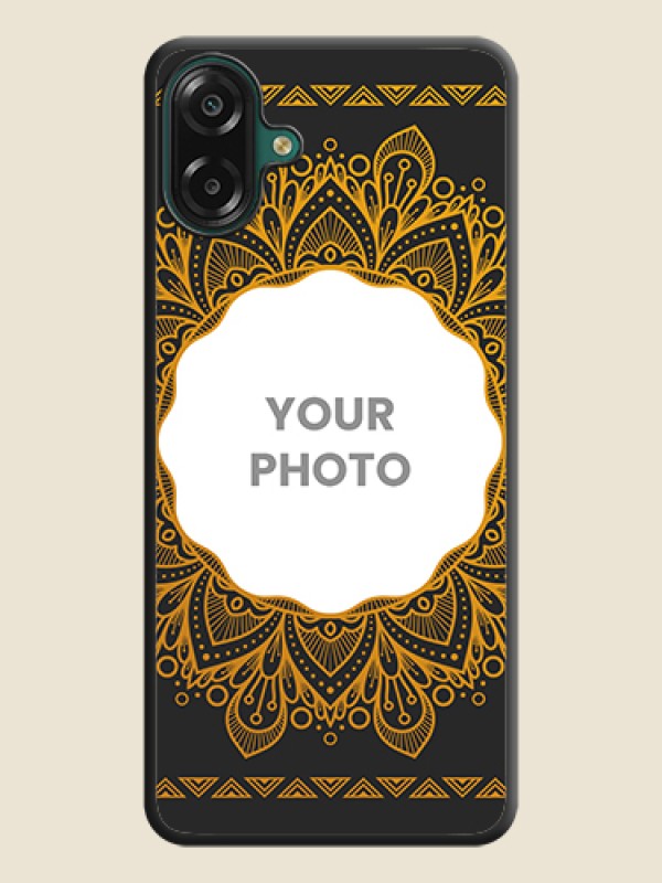 Custom Round Image with Floral Design On Space Black Custom Soft Matte Mobile Back Cover - Samsung Galaxy F07 - alternate view