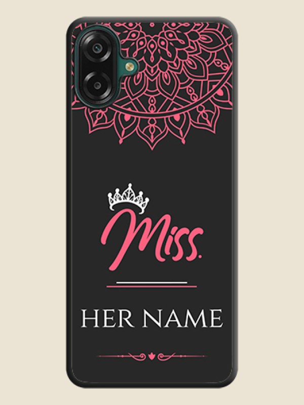 Custom Mrs Name with Floral Design On Space Black Custom Soft Matte Mobile Back Cover - Samsung Galaxy F07 - alternate view
