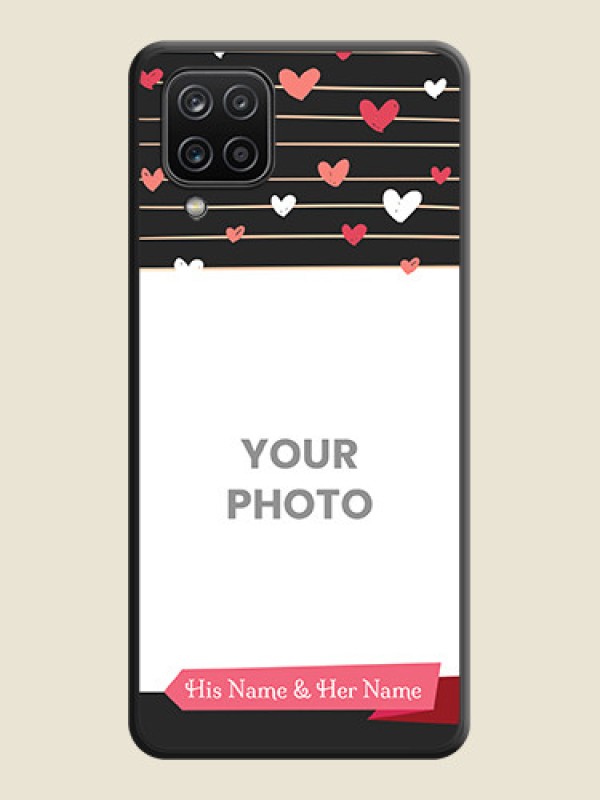 Custom Love Pattern with Name on Pink Ribbon  on Photo on Space Black Soft Matte Back Cover - Galaxy F12 - alternate view