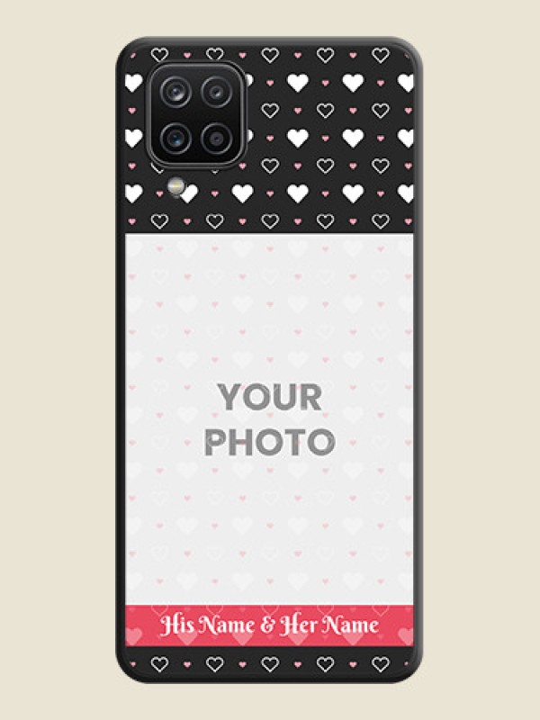 Custom White Color Love Symbols with Text Design on Photo on Space Black Soft Matte Phone Cover - Galaxy F12 - alternate view