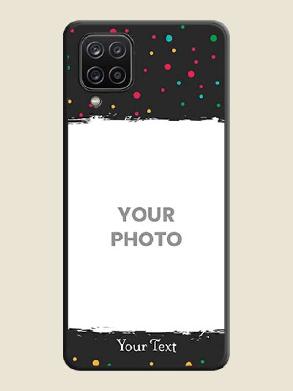 Custom Multicolor Dotted Pattern with Text on Space Black Custom Soft Matte Phone Back Cover - Galaxy F12 - alternate view