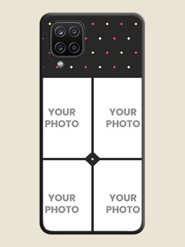 Custom Multicolor Dotted Pattern with 4 Image Holder on Space Black Custom Soft Matte Phone Cases - Galaxy F12 - alternate view