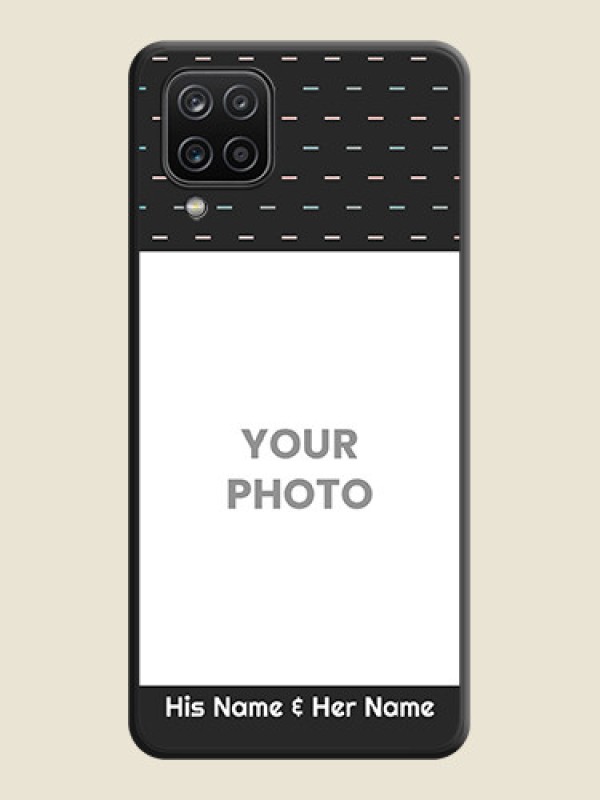 Custom Line Pattern Design with Text on Space Black Custom Soft Matte Phone Back Cover - Galaxy F12 - alternate view