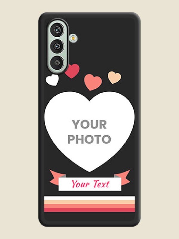 Custom Love Shaped Photo with Colorful Stripes on Personalised Space Black Soft Matte Cases - Xamsung Galaxy F13  - alternate view