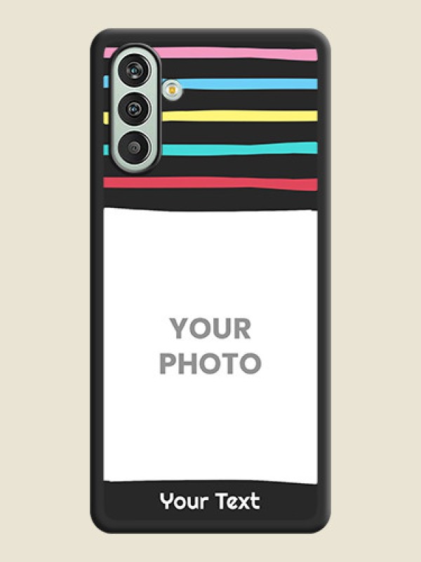 Custom Multicolor Lines with Image on Space Black Personalized Soft Matte Phone Covers - Xamsung Galaxy F13  - alternate view