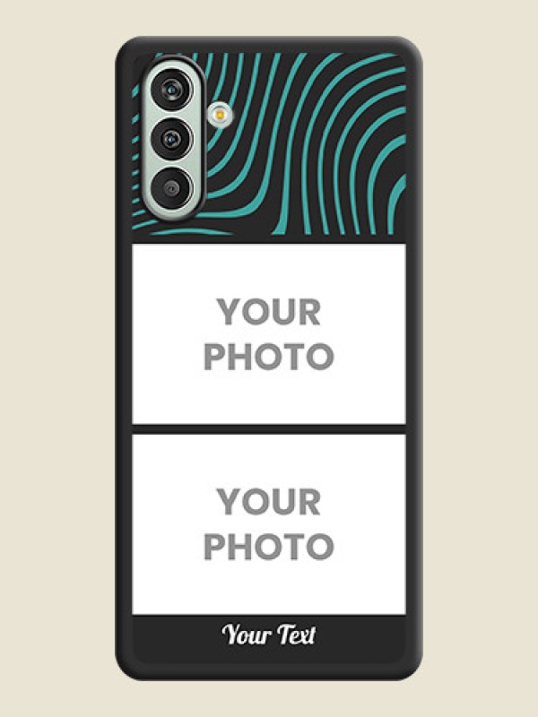 Custom Wave Pattern with 2 Image Holder on Space Black Personalized Soft Matte Phone Covers - Xamsung Galaxy F13  - alternate view