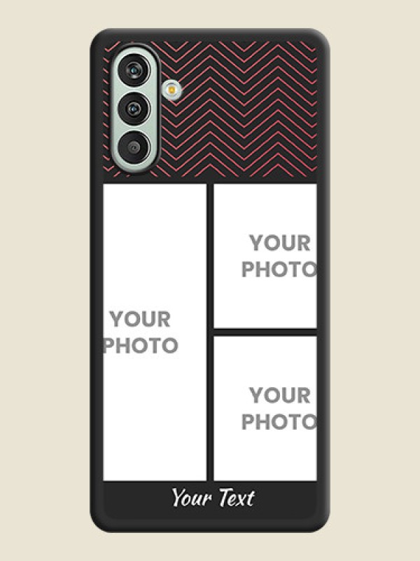 Custom Wave Pattern with 3 Image Holder on Space Black Custom Soft Matte Back Cover - Xamsung Galaxy F13  - alternate view